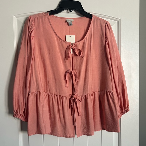 NWT Women’s A New Day Pink Tie Down Flyaway Top - Size L - Picture 5 of 16